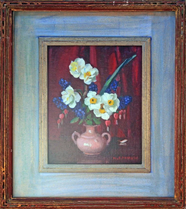   Lot 165 - Marguerite S. Pearson (1898-1978)  Spring Bouquet   oil on canvas board, 10 x 8 in., signed l.r. very good, estimate: $300-$500 