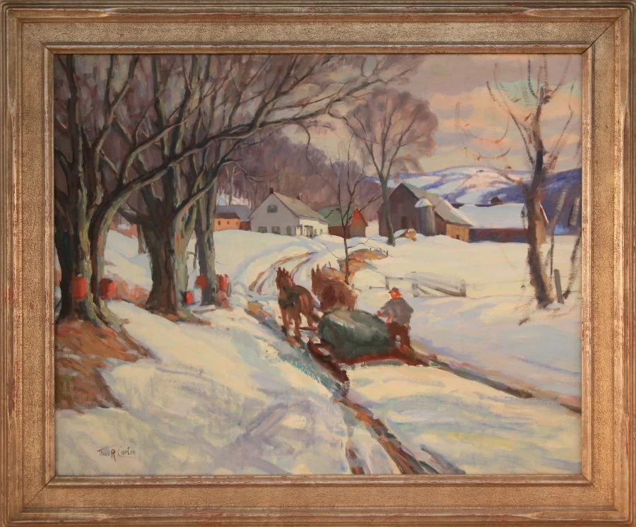   Lot 174 - Thomas R. Curtin (1899-1977)  Maple Sugaring   oil on canvas, 24 x 30 in., signed l.l. good, estimate: $1,500-$2,500 