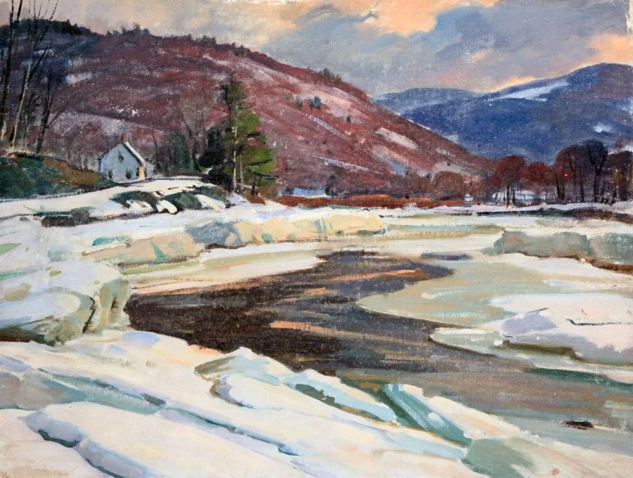   Lot 194 - Aldro T. Hibbard (1886-1972)  The West River   oil on canvas mnt. on board, 18 x 23.5 in., unsigned, estate stamped good, estimate: $800-$1,200 (artwork has been framed) 