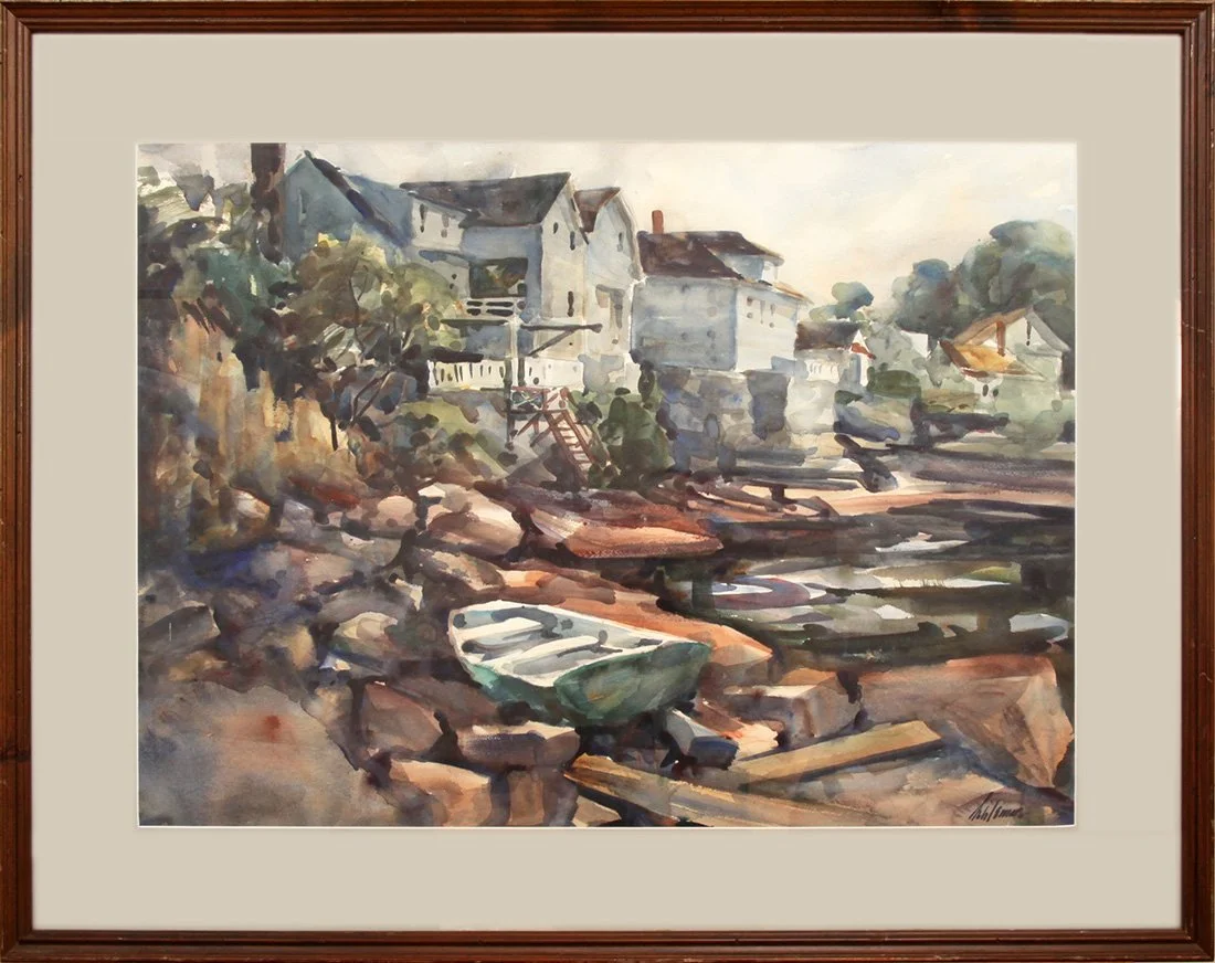   Lot 27 - Betty Lou Schlemm (1934-2021)  Rockport Coastline   watercolor, 21 x 28.75 in., signed l.r. very good, estimate: $300-$500 