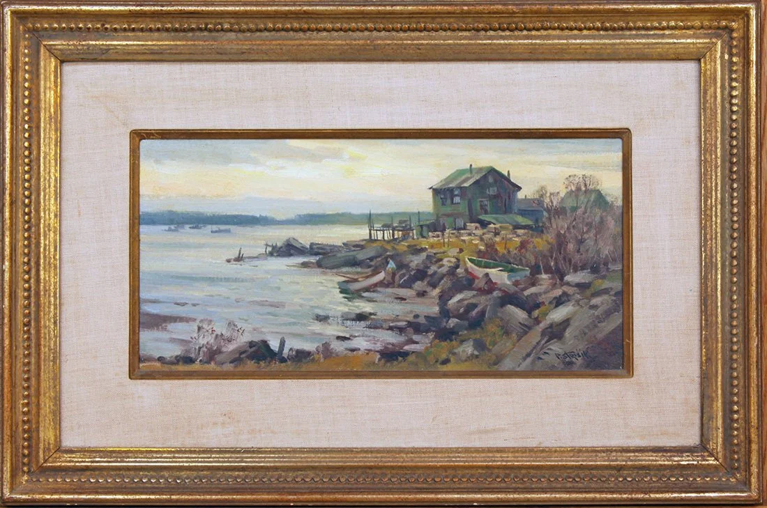   Lot 68 - Paul Strisik (1918-1998)  Morning Chores   oil on board, 8 x 16 in., signed l.r. very good, estimate: $1,000-$2,000 