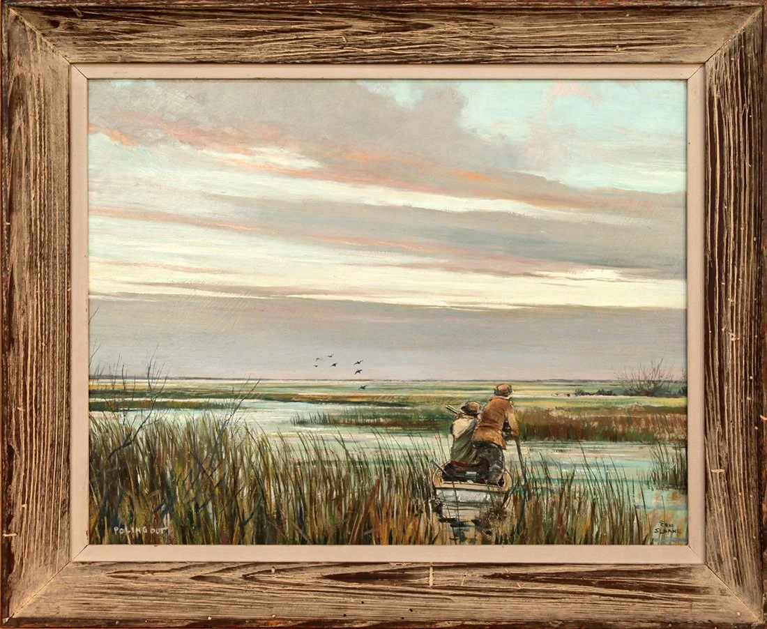   Lot 78 - Eric Sloane (1905-1985)  Poling Out   oil on board, 16 x 20 in., signed l.l. very good, estimate: $4,000-$6,000 