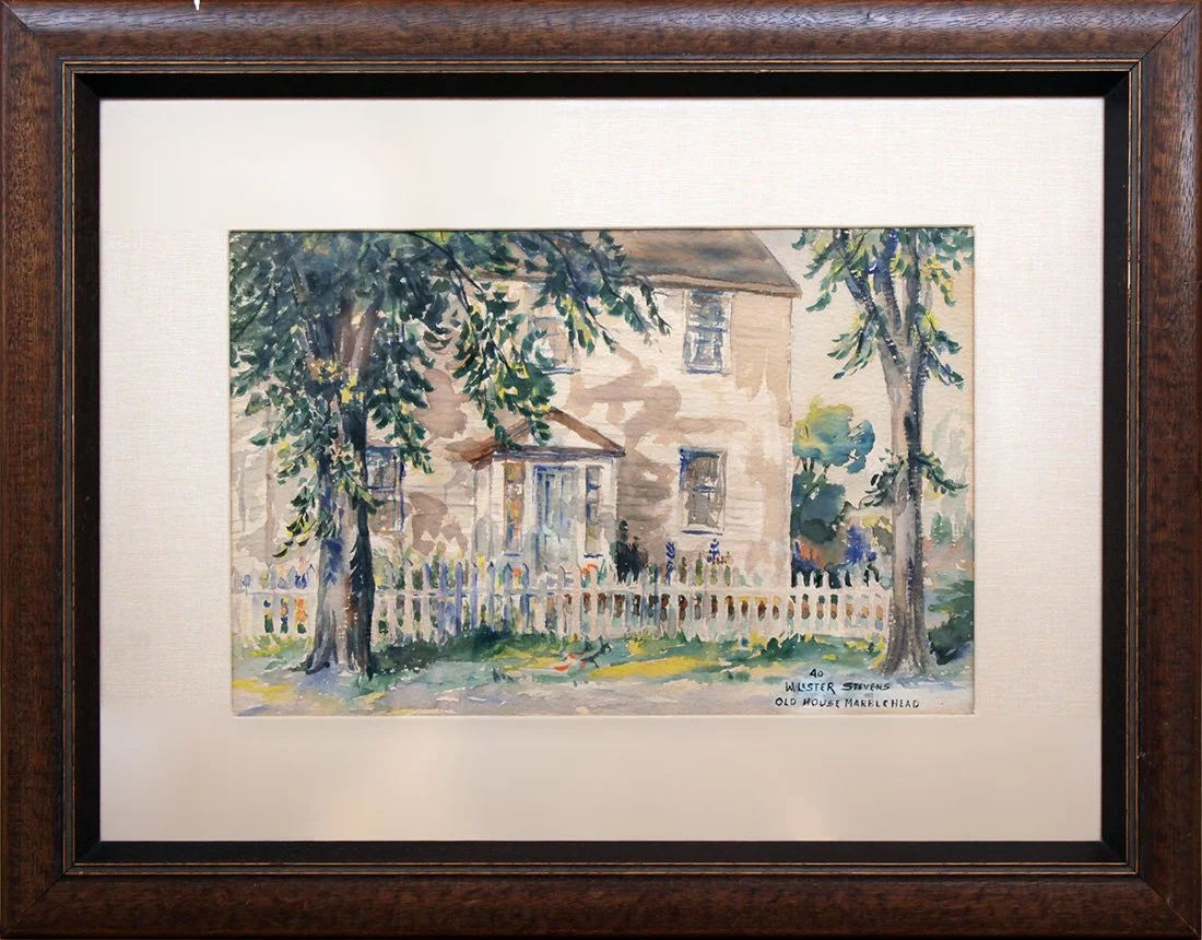   Lot 108 - W. Lester Stevens (1888-1969)  Old House, Marblehead   watercolor, 10.5 x 16.25 in., signed l.r. very good, estimate: $300-$500 