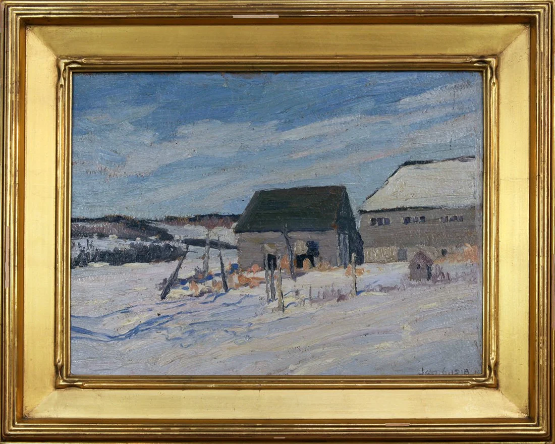   Lot 139 - John H. Allen (1866-1953)  Farm in Winter   oil on board, 12 x 16 in., signed l.r. very good, estimate: $700-$1,000 