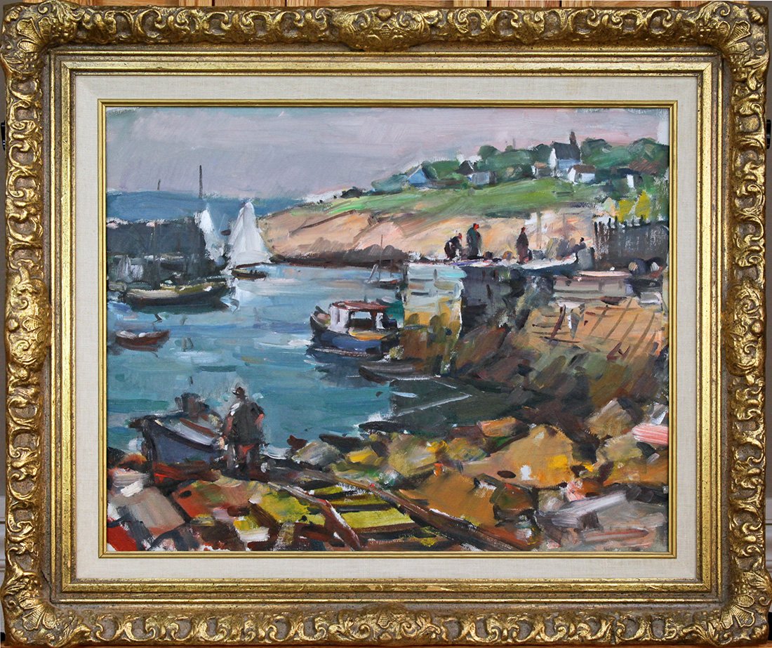   Lot 144 - Attrib. to Carl W. Peters (1897-1980)  Pigeon Cove Harbor   oil on canvas, 16 x 20 in., unsigned very good, estimate: $1,000-$2,000 
