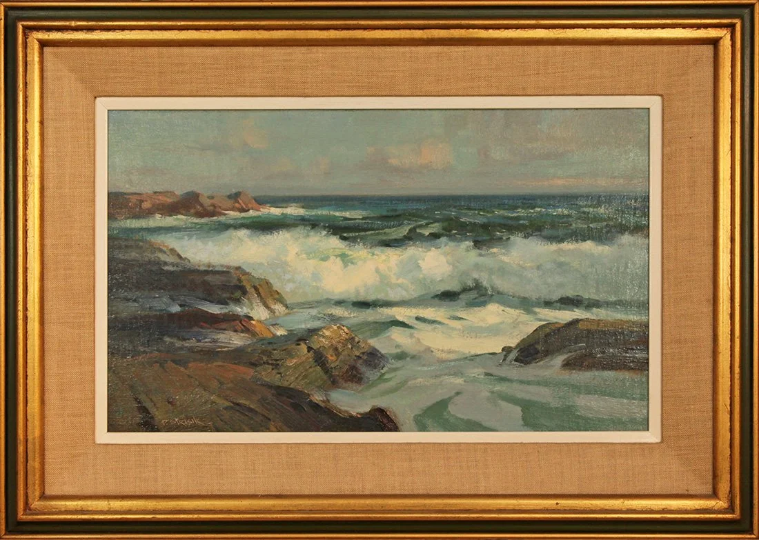   Lot 163 - Paul Strisik (1918-1998)  Bass Rocks     oil on canvas mnt. on board, 12 x 20 in., signed l.l. (1969) very good, estimate: $1,500-$2,500 