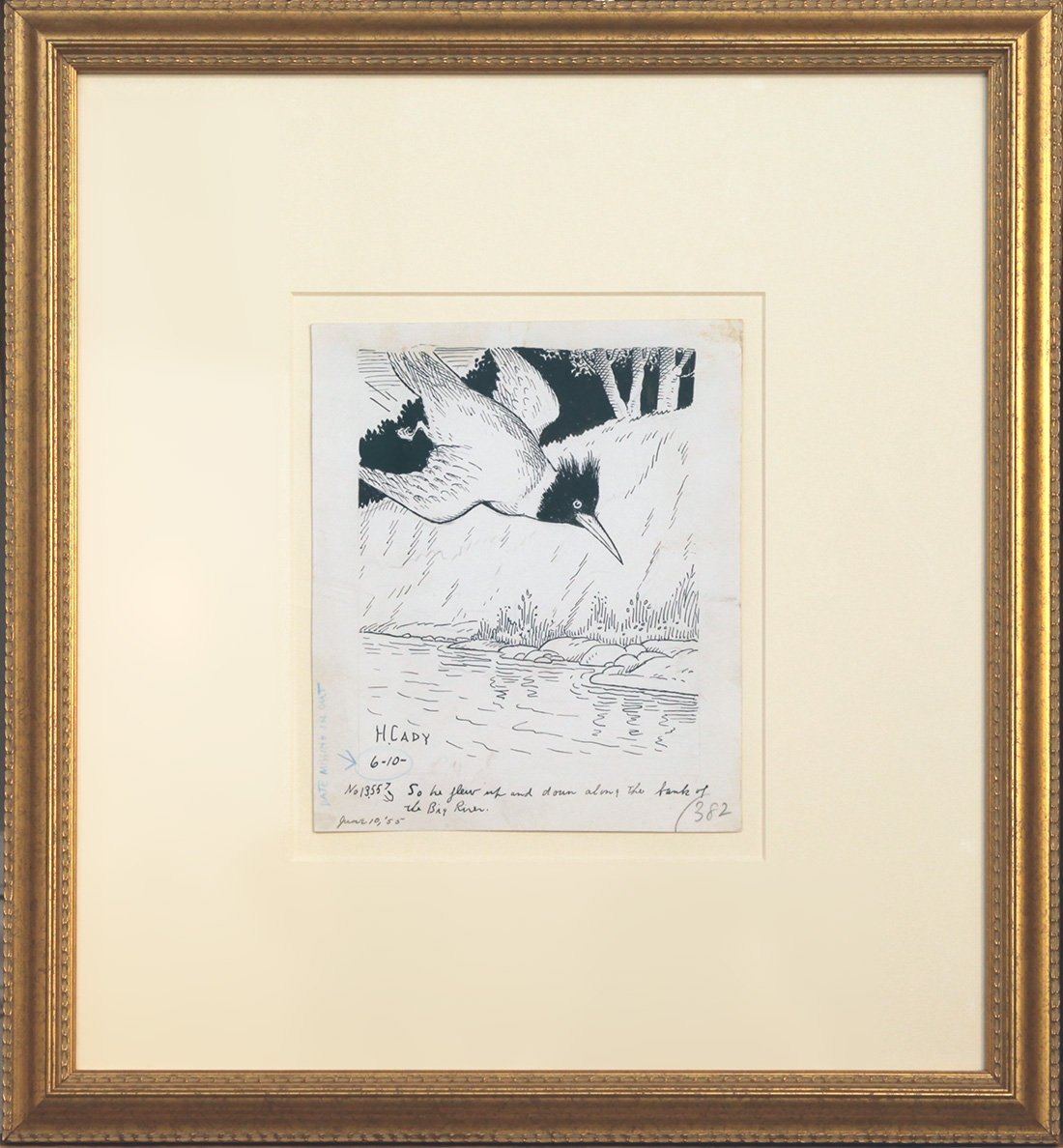   Lot 117 - Harrison Cady (1877-1970)  So He Flew Up and Down…   pen &amp; ink, 7.25 x 6 in., signed l.l. (June 10, 1955) condition: very good, estimate: $300-$500  Price: SOLD  