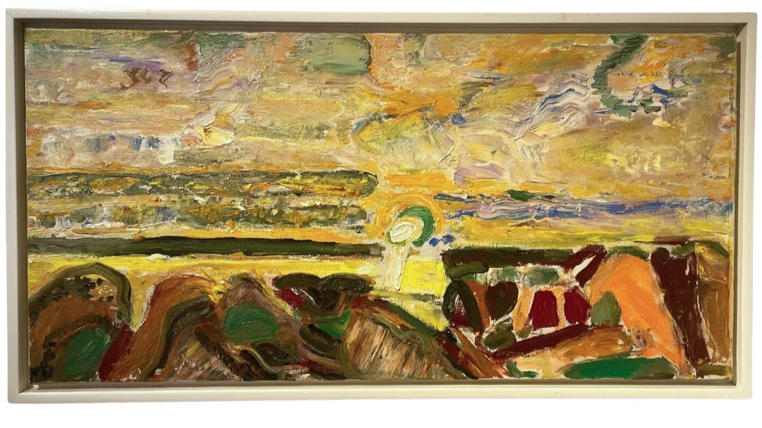 Bernard Chaet (1924-2012) Green Edge Oil on Canvas, 12 × 24 in. Price: $1,850