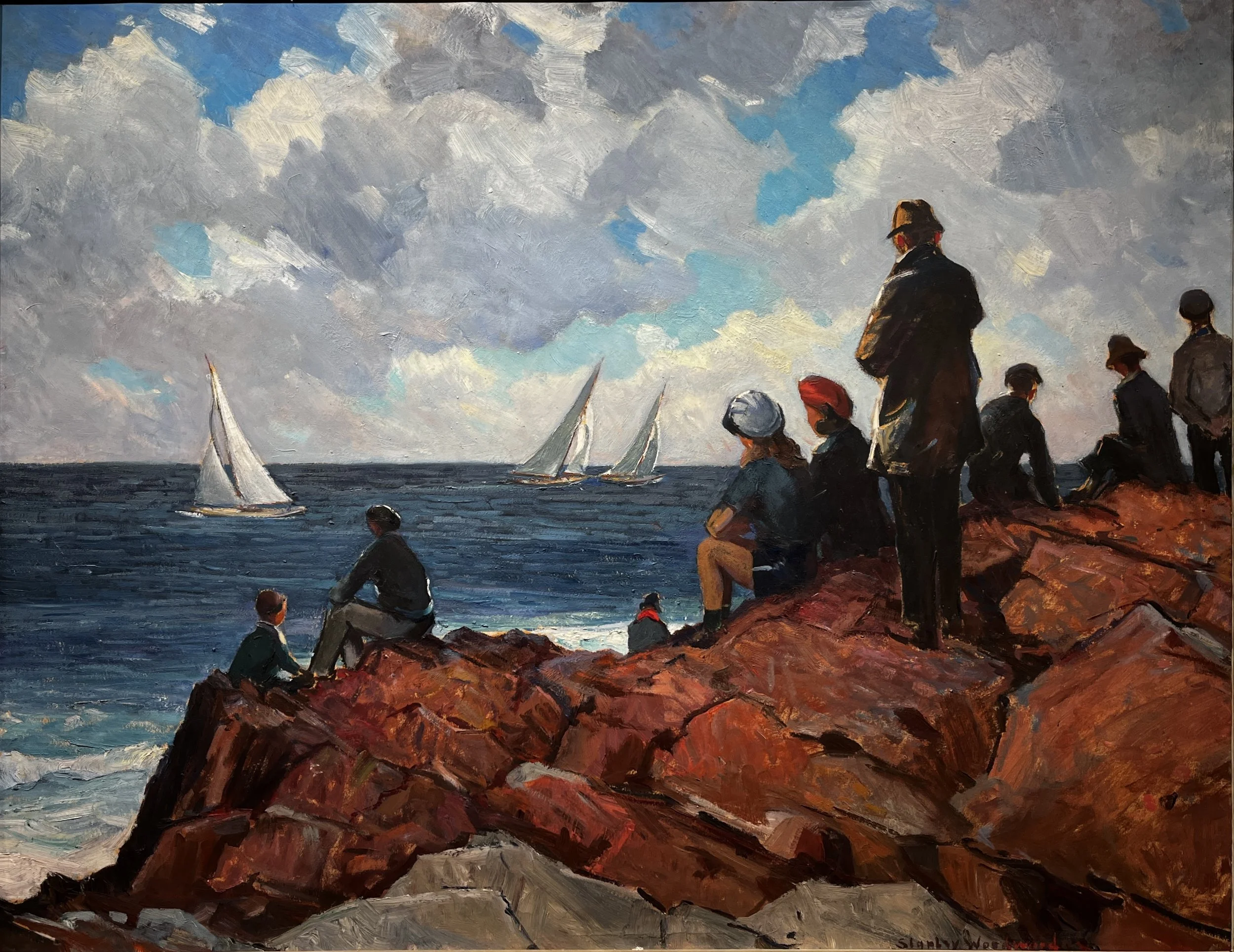   Stanley Woodward (1890-1970)    Sailboat Race   Oil, 33 × 41 in. On Loan from the Town of Rockport Collection 