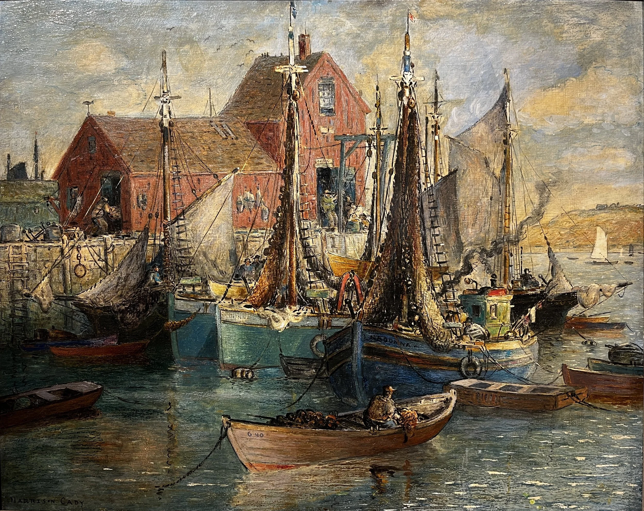   Harrison Cady (1877-1970)    Motif #1   Oil &amp; Ink, 25.5 × 27.5 in. On Loan from the Town of Rockport Collection 