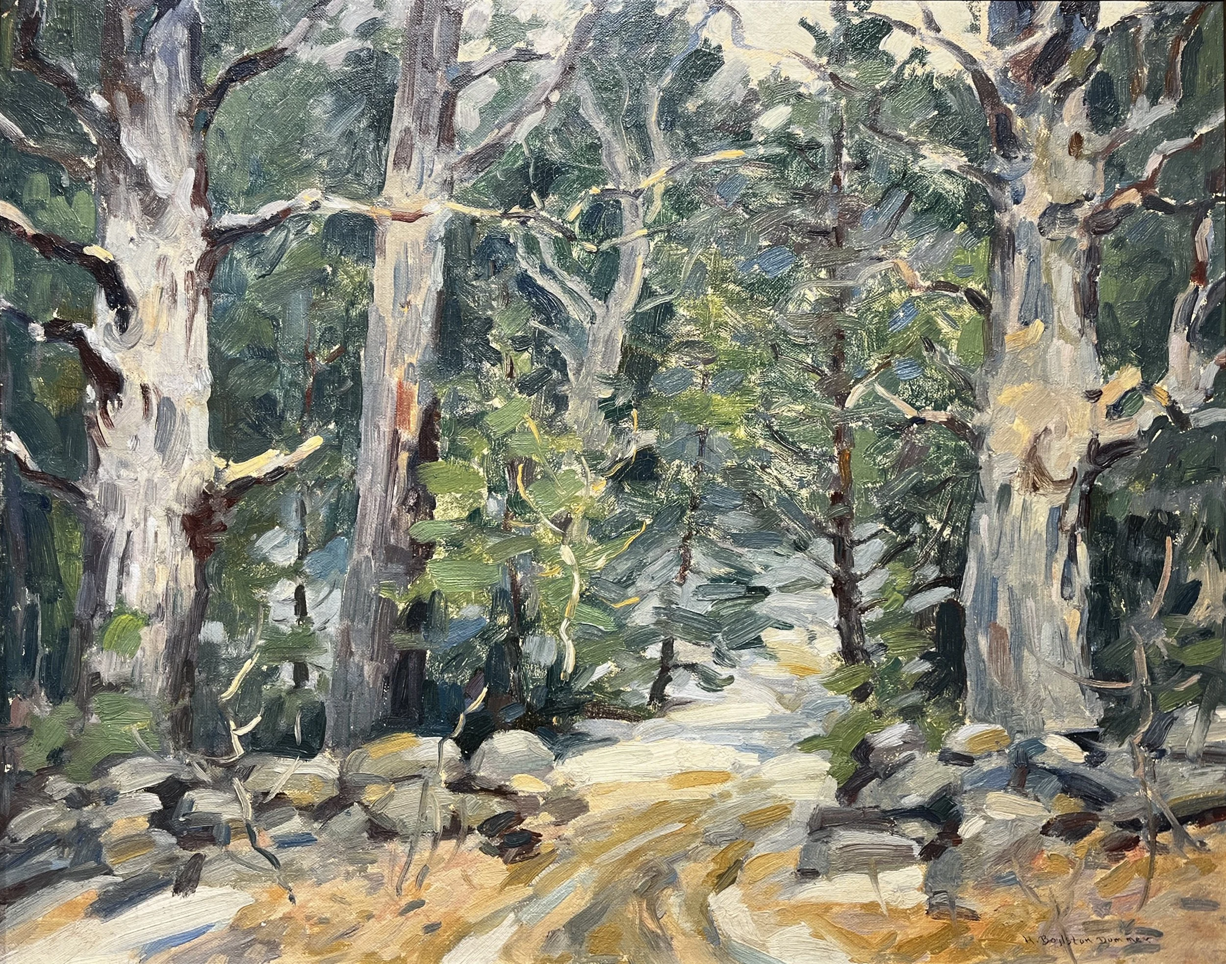   H. Boylston Dummer (1878-1945)    The Old Wood Road   Oil on Board, 16 × 20 in. On Loan from the Town of Rockport Collection 