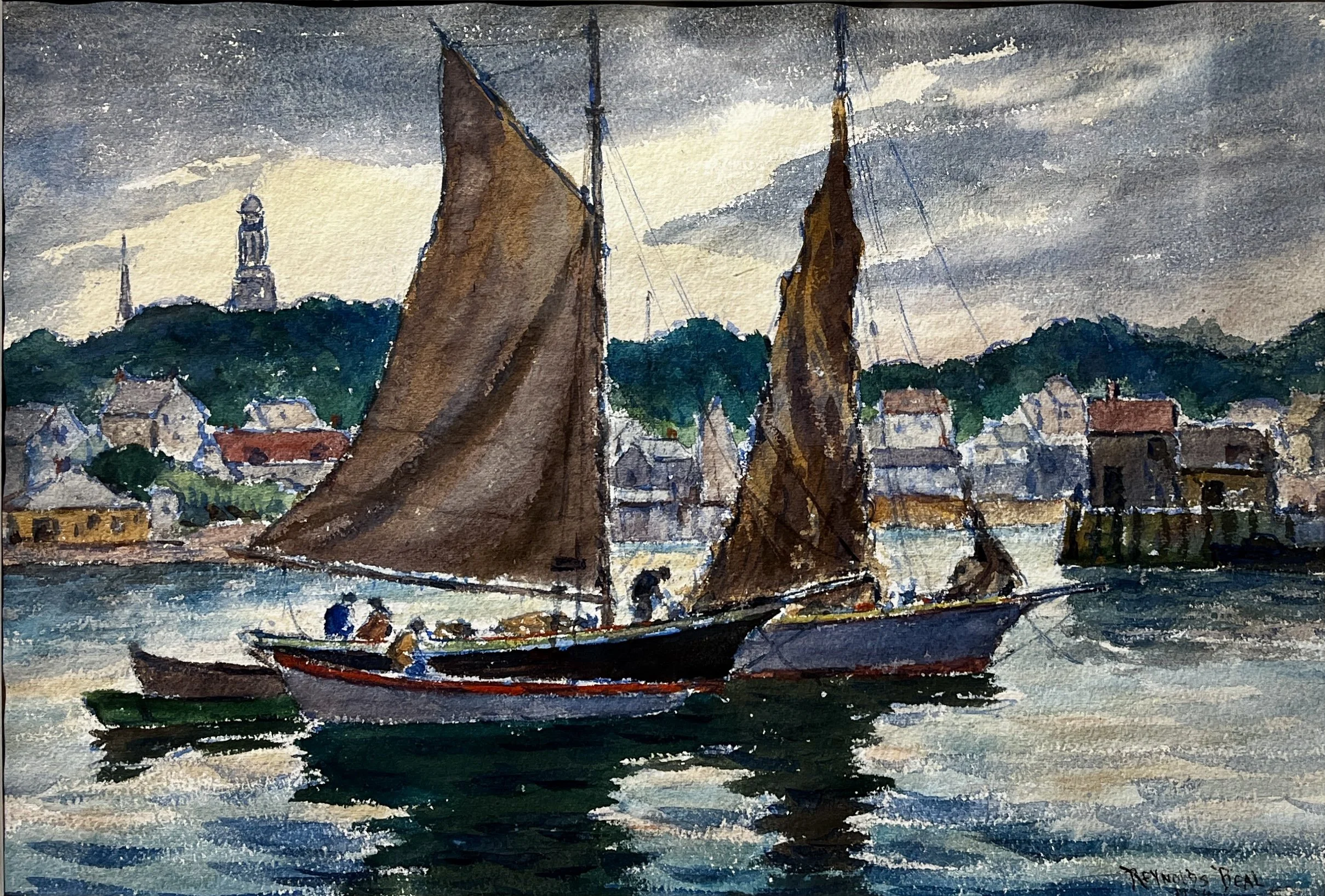  Reynolds Beal (1867-1951)    Sailboats   Watercolor, 22.5 × 29.5 in. On Loan from the Town of Rockport Collection 