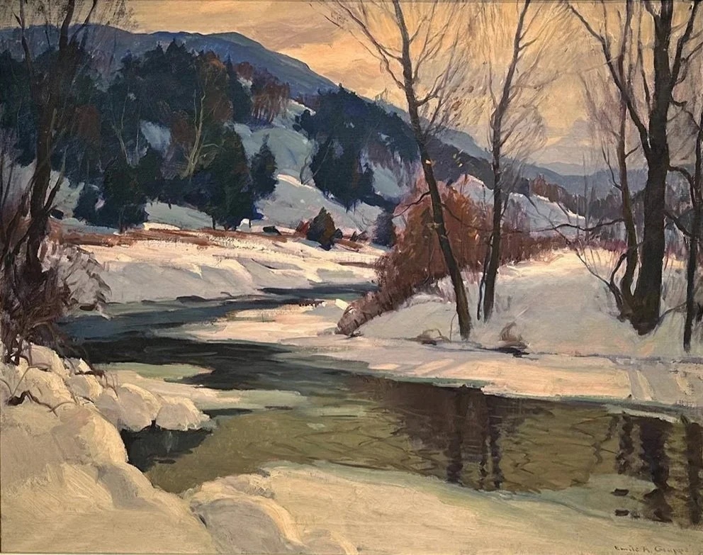  Last Year’s Feature Consignment:  Lot 153 (2025) -   Emile Gruppé (1896-1978)  Winter, Vermont   oil on canvas, 40 x 50 in. 