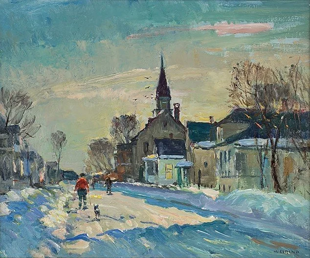  Feature Consignment:  Lot 158 -   Antonio Cirino (1888-1983)    Winter Street, Providence RI   oil on board, 10 x 12 in. 