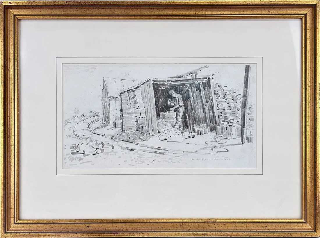   Lot 3 - H. Boylston Dummer (1878-1945)  A Copper's Shack     pencil drawing, 6.25 x 11.5 in., signed l.r. very good, estimate: $200–$300 