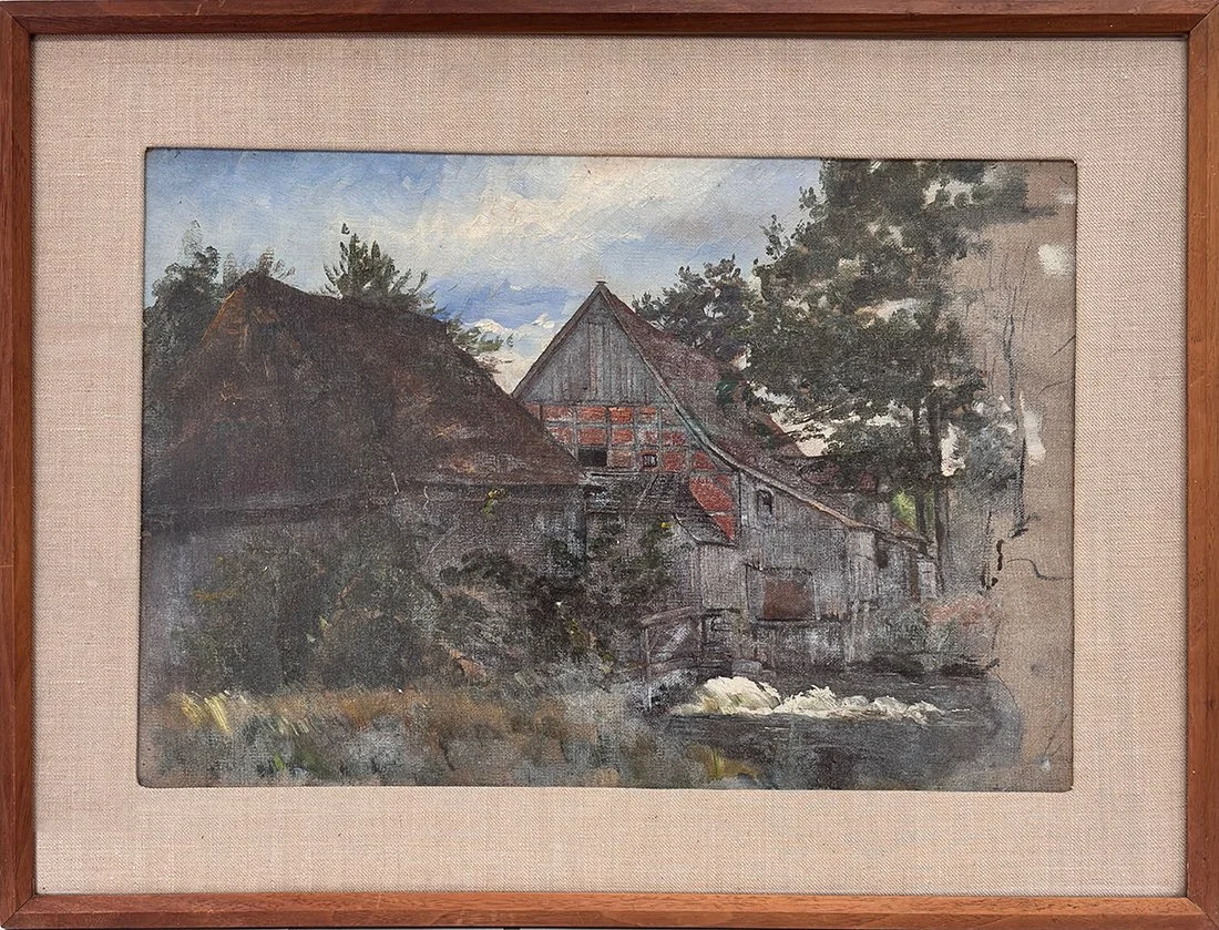   Lot 15 - Artist Unknown (19th/20th Cent.)  The Barn   oil on linen, 12 x 18 in., unsigned very good, estimate: $400–$600 
