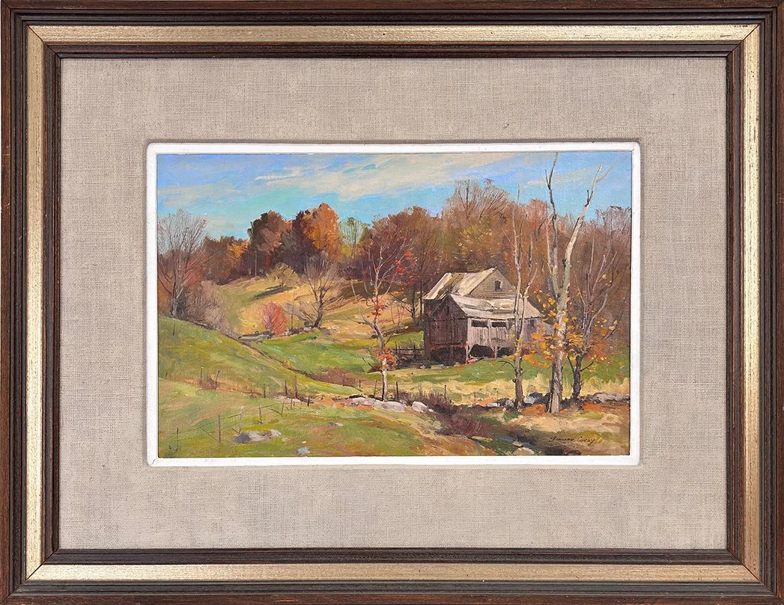   Lot 20 - Bernard Corey (1914-2000)  Fall on the Farm   oil on board, 9 x 14 in., signed l.r. very good, estimate: $900–$1,200 