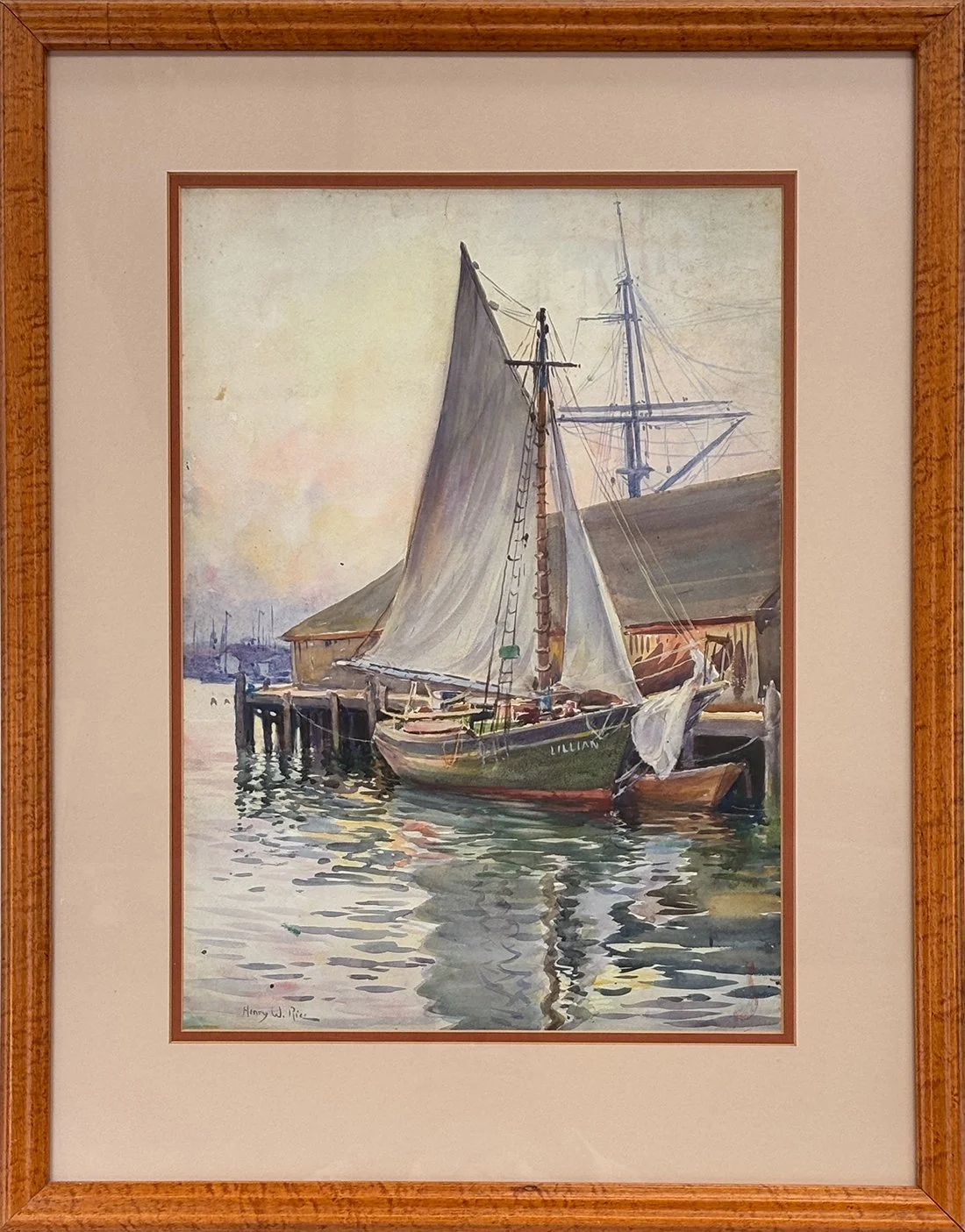   Lot 59 - Henry W. Rice (1853-1934)  Gloucester Schooner   watercolor, 18.75 x 13.25, signed l.l. very good, estimate: $300–$500 