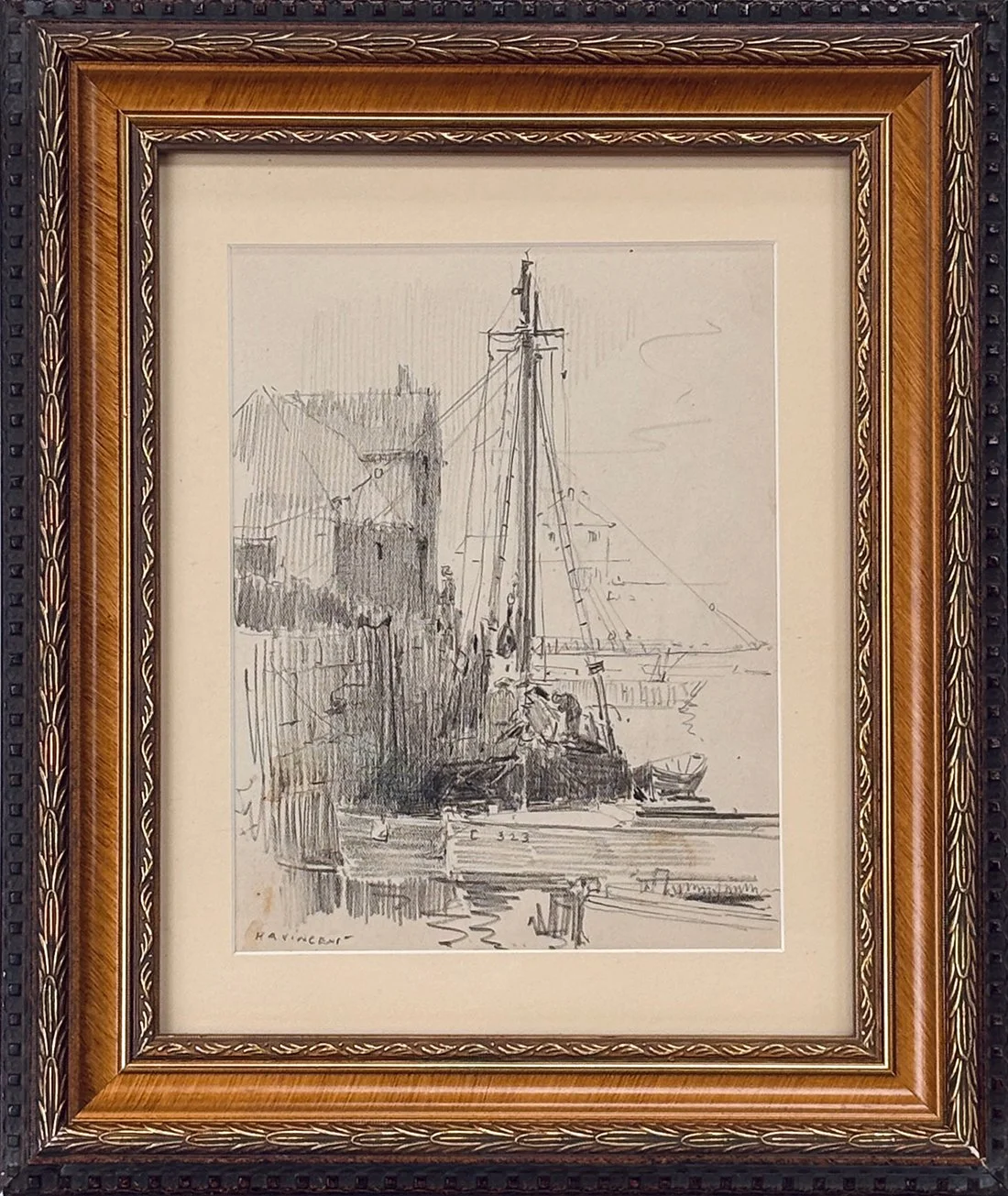   Lot 60 - Harry A. Vincent (1864-1931)  Motif #1   pencil drawing, 7.5 x 5.75 in., signed l.l. very good, estimate: $200–$400 