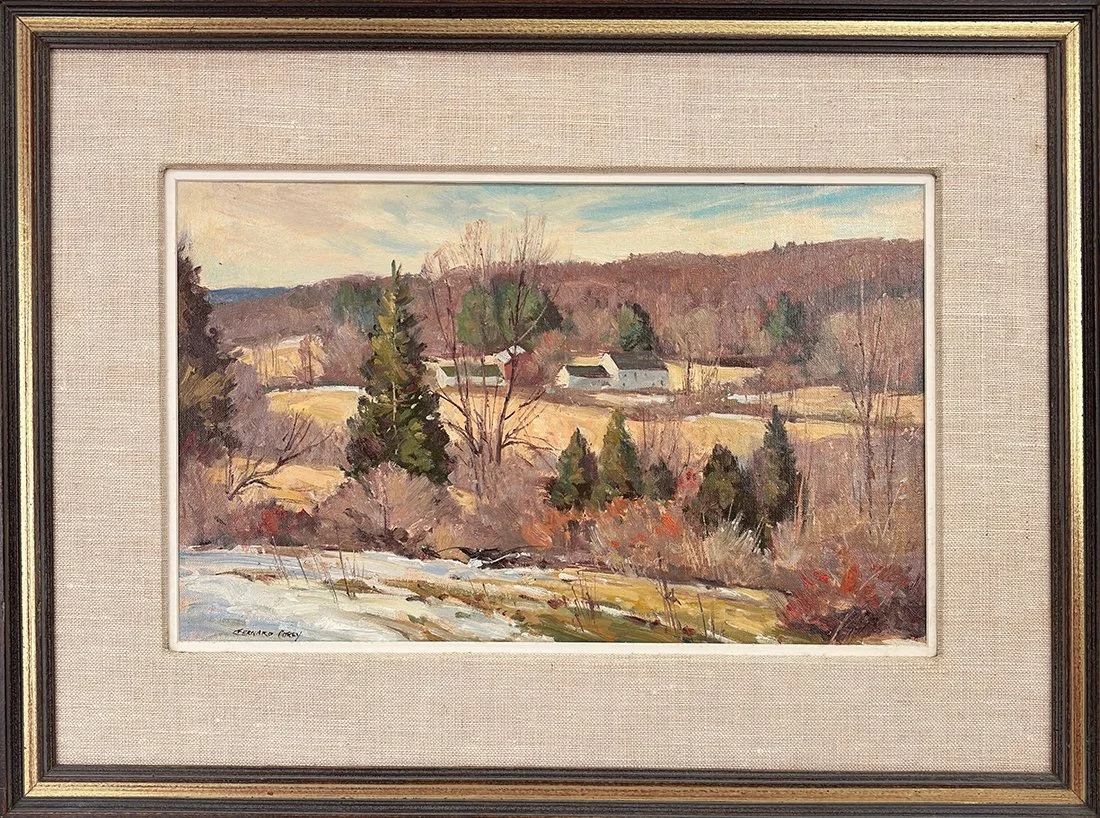   Lot 38 - Bernard Corey (1914-2000)  Yankee Farm   oil on board, 10 x 16 in., signed l.l. very good, estimate: $900–$1,200 