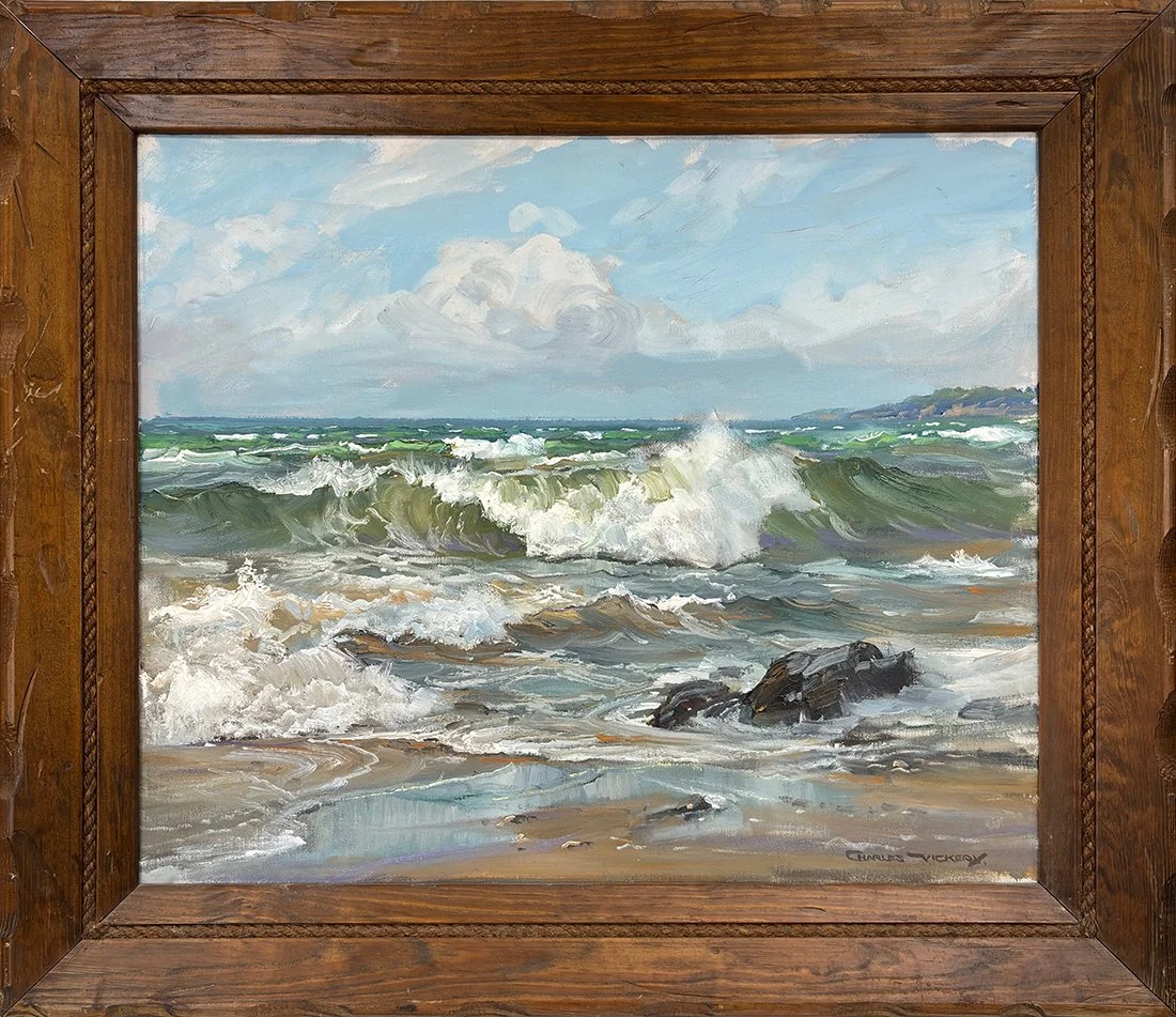   Lot 41 - Charles Vickery (1913-1998)  Coastal Surf with Visa of Cliffs   oil on canvas, 20 x 24 in., signed l.r. very good, estimate: $3,000–$5,000 