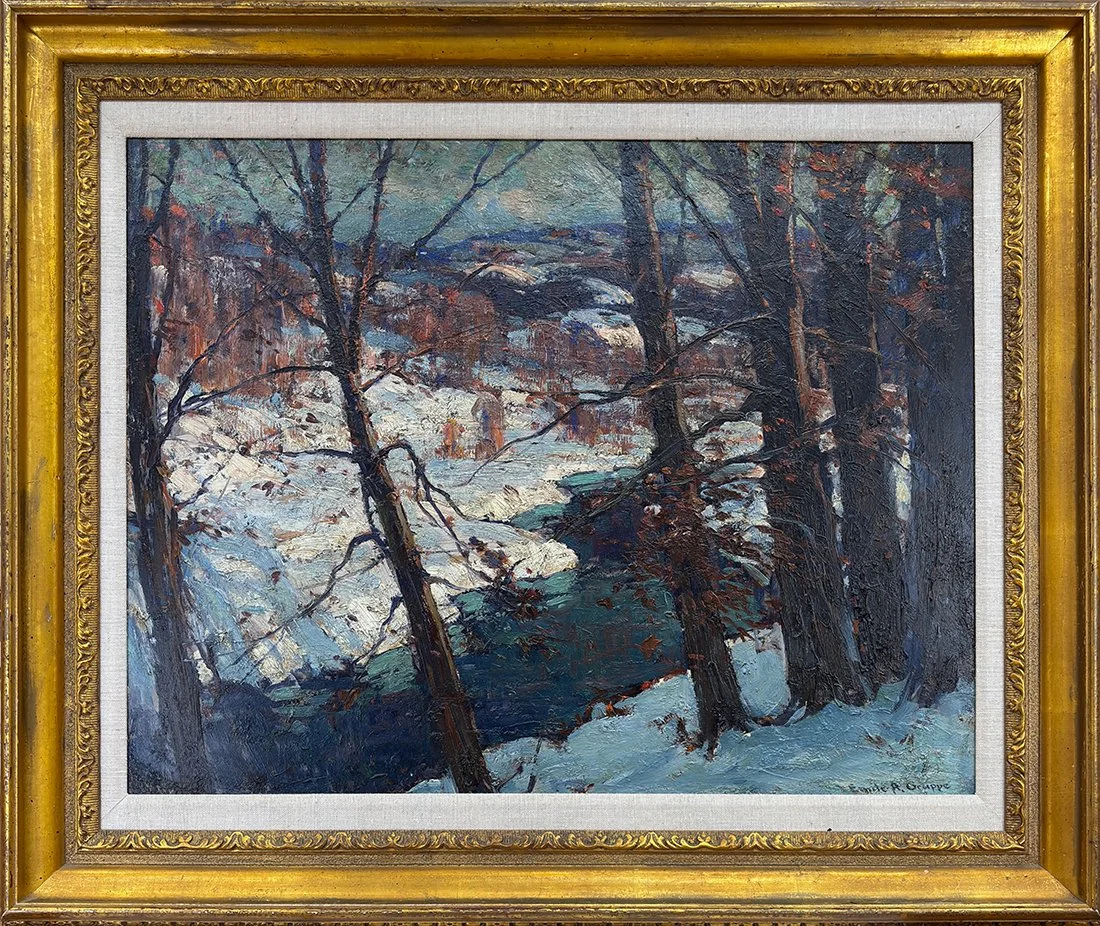   Lot 77 - Emile Gruppé (1896-1978)  Snowy Dream   oil on board, 23 x 30 in., signed l.r. good, estimate: $4,000–$7,000 