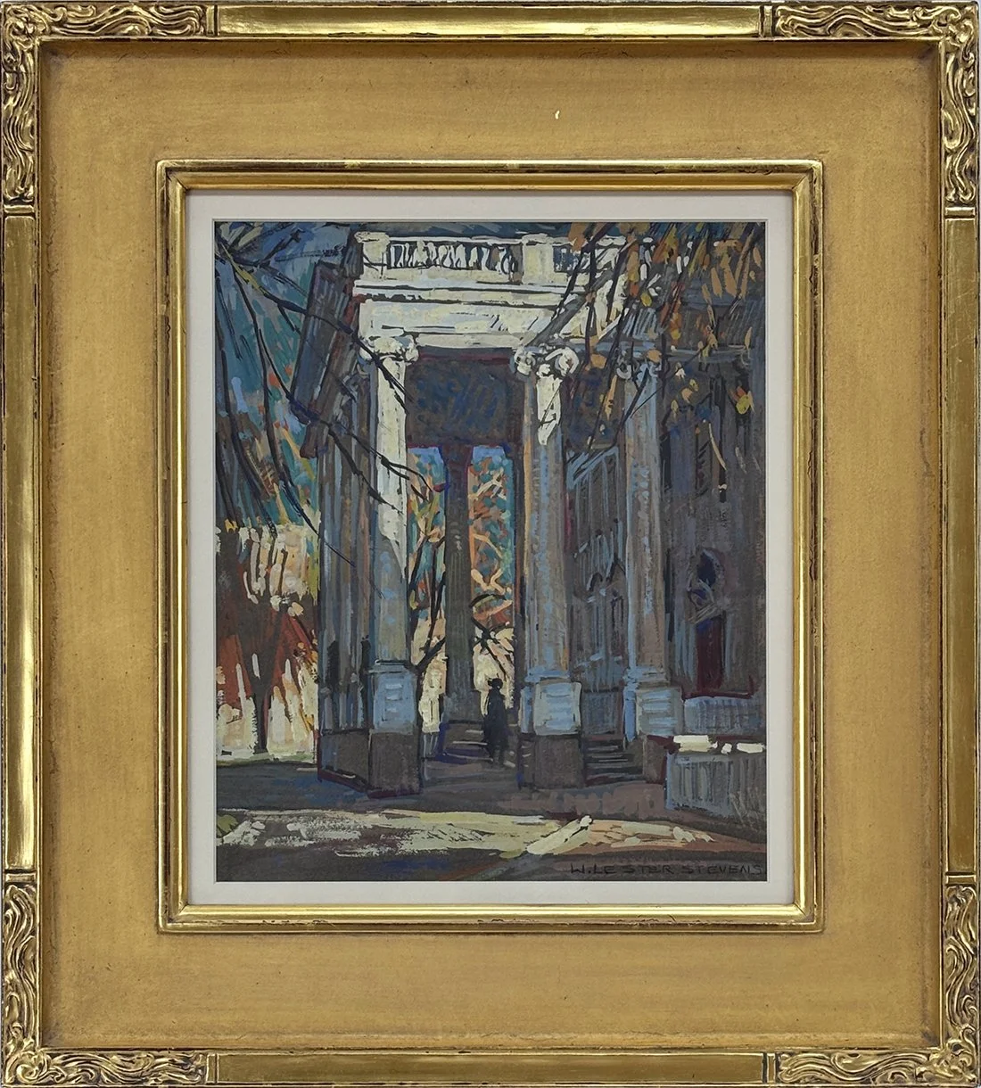   Lot 83 - W. Lester Stevens (1888-1969)  Greek Revival   gouache, 12.5 x 10.5 in., signed l.r. very good, estimate: $1,500–$1,800 