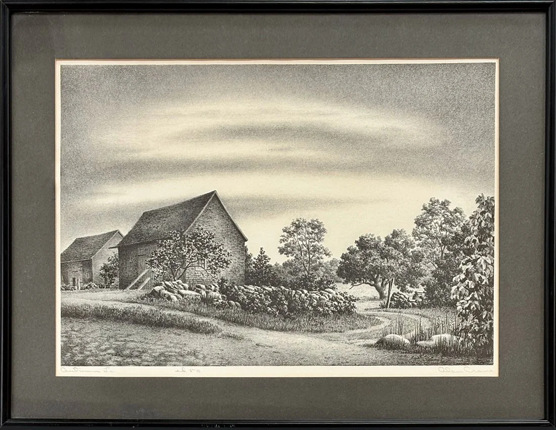   Lot 119 - Alan Crane (1901-1969)  Autumn Lane   lithograph, 9.5 x 13.75 in., signed l.r. very good, estimate: $200–$400 