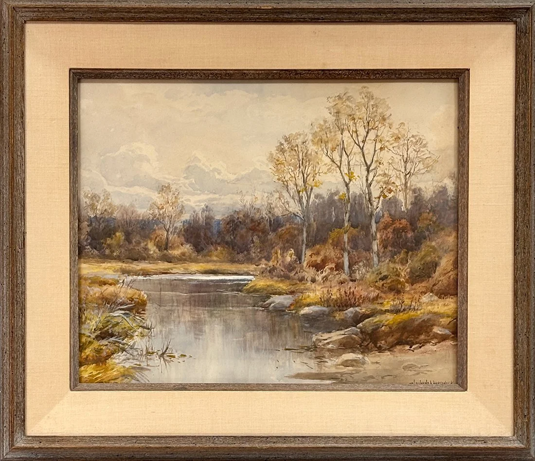   Lot 120 - Melbourne Hardwick (1857-1916)  Autumn Stream   watercolor, 16 x 20 in., signed l.r. very good, estimate: $300–$500 