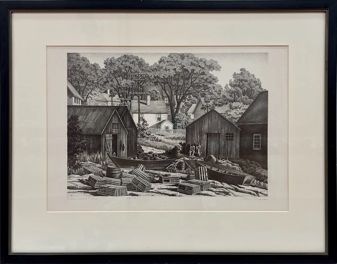   Lot 94 - Alan Crane (1901-1969)  Fisherman's Cove   lithograph, 9.75 x 14 in., signed l.r. very good, estimate: $200–$400 