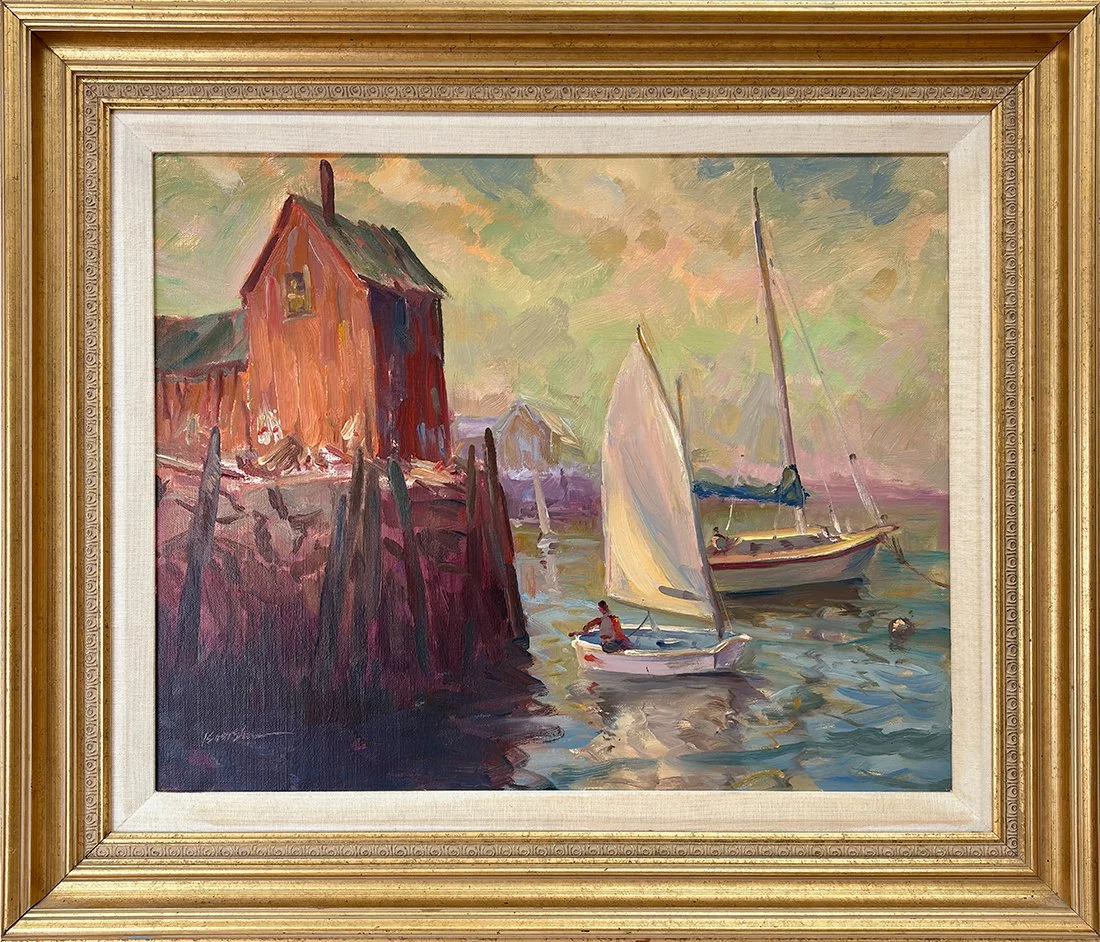   Lot 103 - Bob Blue (1924-2008)  Motif #1   oil on canvas, 16 x 20 in., signed l.l. very good, estimate: $300–$500 