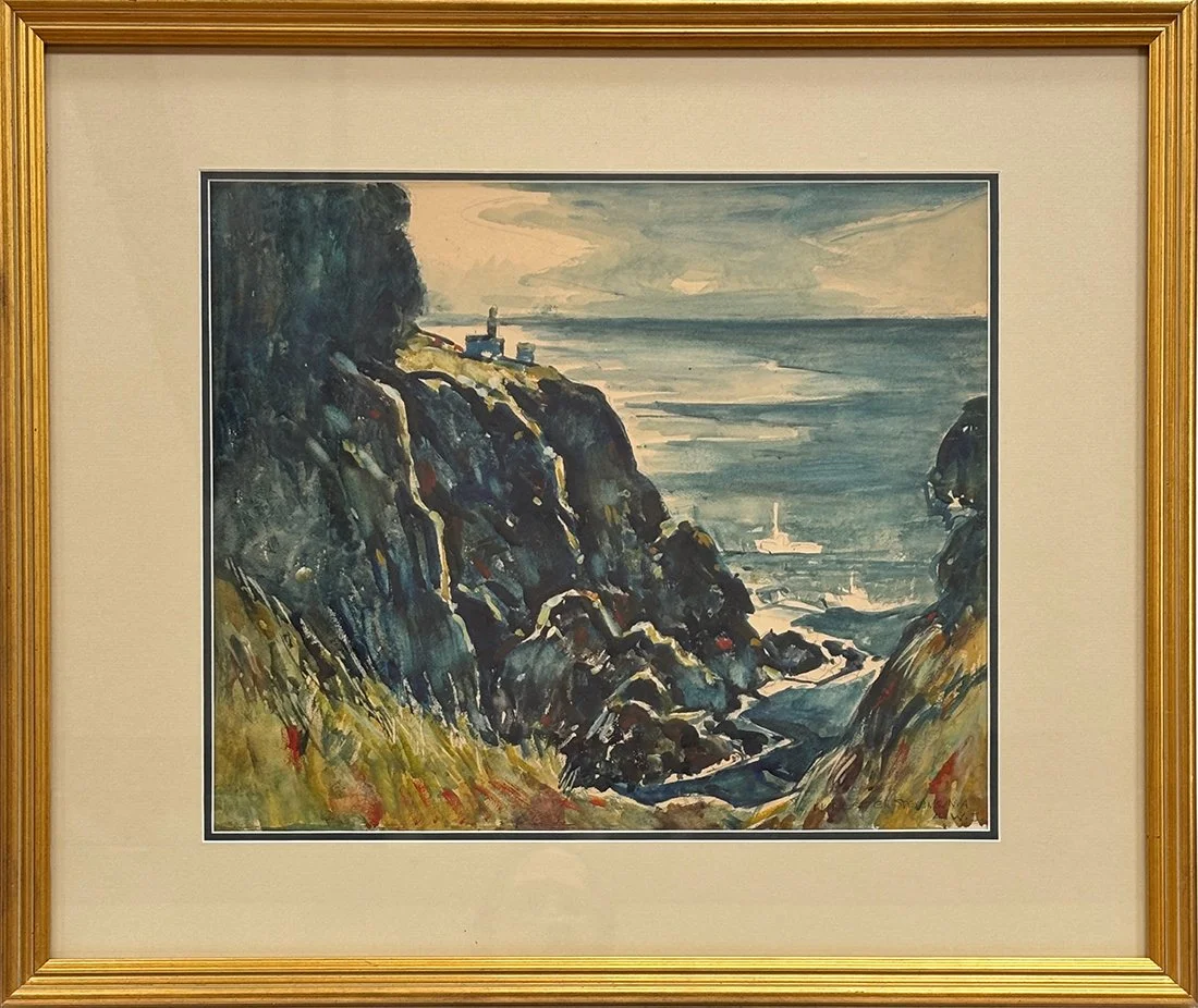   Lot 107 - W. Lester Stevens (1888-1969)  Along the Cliffs   watercolor, 14 x 17 in., signed l.r. very good, estimate: $300–$600 