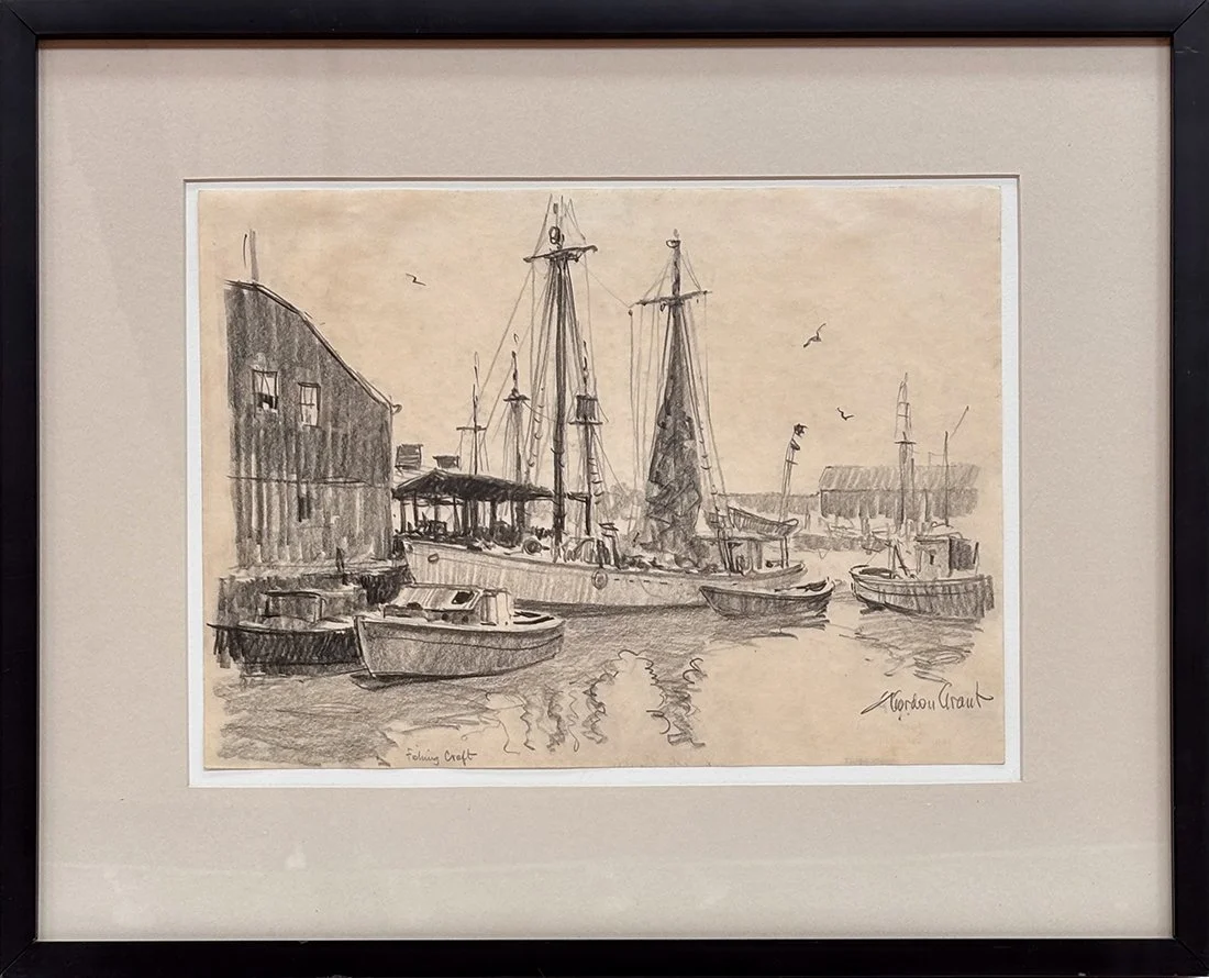   Lot 109 - Gordon Grant (1875-1962)  Fishing Craft, Gloucester, Mass   pencil on paper, 10 x 13.75 in., signed l.r. very good, estimate: $500–$900 