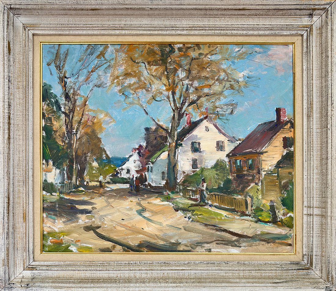   Lot 113 - Carl W. Peters (1897-1980)  Cape Ann Street Scene   oil on canvas, 20 x 24 in., faintly signed l.r. very good, estimate: $2,000–$3,000 