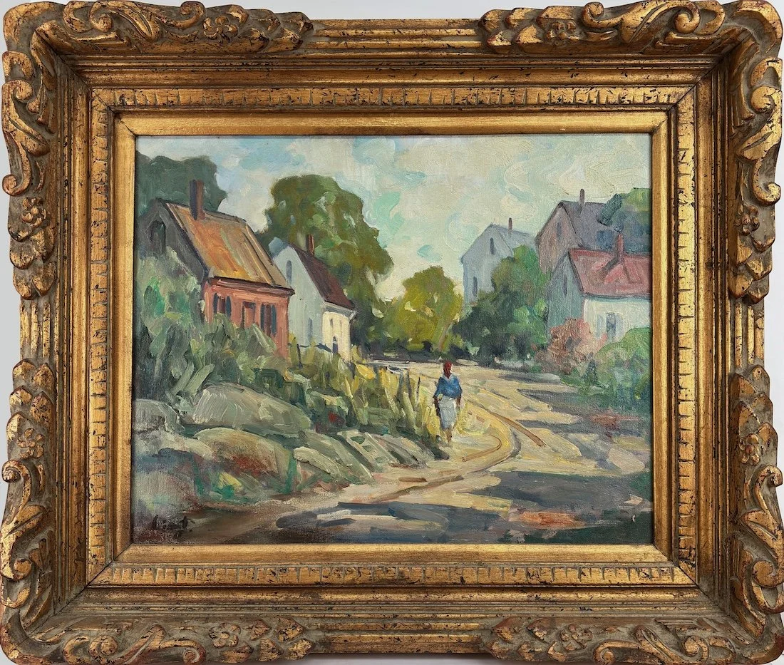   Lot 150 - Maria Veronica Liszt (1902-1992)  Walking Home   oil on canvas, 16 x 20 in., signed l.l. very good, estimate: $300–$600 