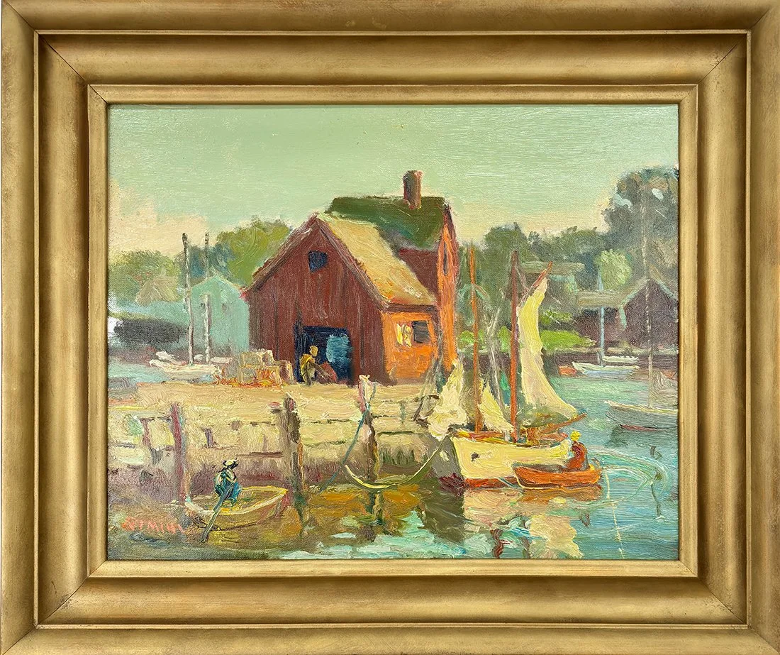   Lot 121 -   Joseph Rimini (1920-2000)    Motif #1   oil on canvas, 16 x 20 in., signed l.l. very good, estimate: $600–$900 