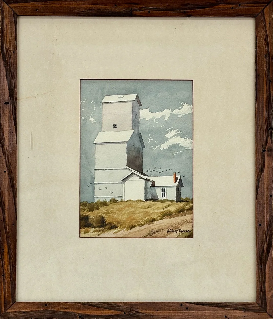   Lot 124 - Sidney Moore (1908-1991)  Grain Elevator   watercolor, 7 x 5 in., signed l.r. very good, estimate: $200–$300 