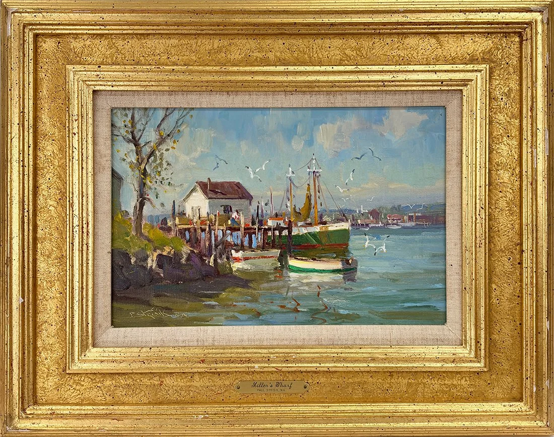   Lot 126 - Paul Strisik (1918-1998)  Miller's Wharf   oil on board, 8 x 12 in., signed l.l. very good, estimate: $900–$1,200 