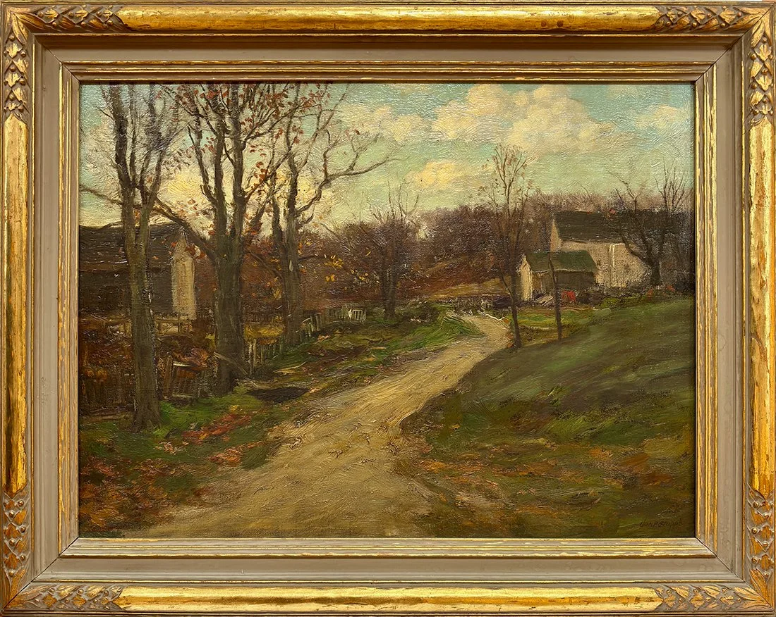   Lot 127 - Charles P. Gruppé (1860-1940)  Autumn Farm   oil on canvas, 18 x 24 in., signed l.r. very good, estimate: $2,000–$3,000 (professionally relined) 