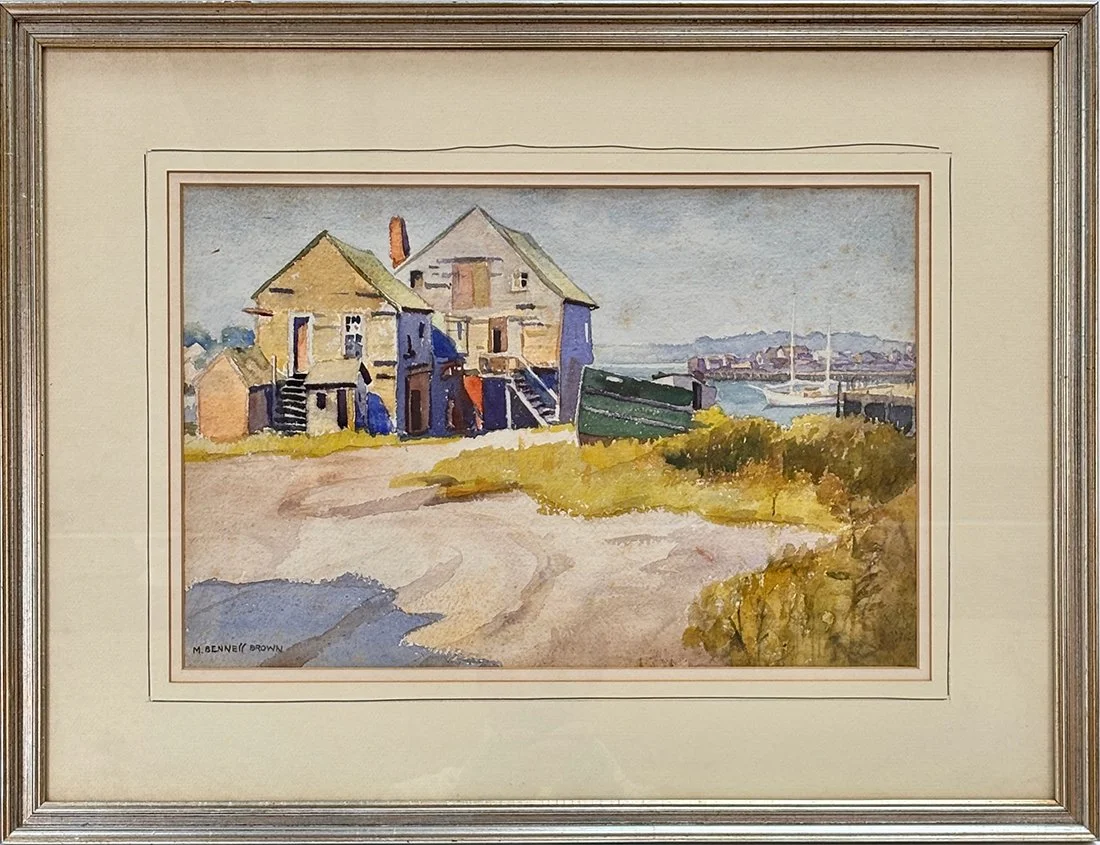   Lot 135 - Mae Bennett Brown (1887-1973)  Rockport Scene   watercolor, 11.25 x 17.25 in., signed l.l. good, estimate: $300–$500 