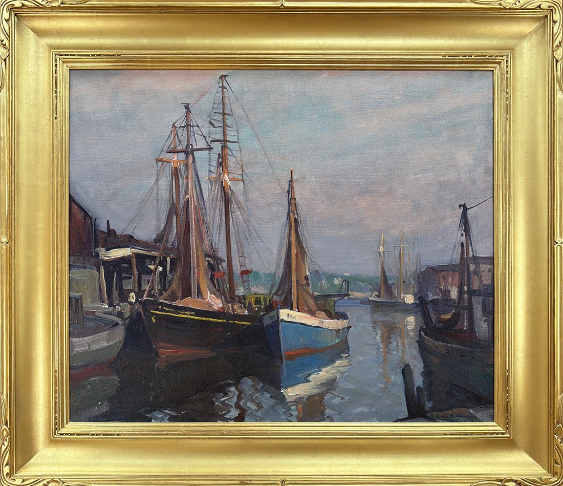   Lot 137 - Emile Gruppé (1896-1978)  Drying the Nets   oil on canvas, 25 x 30 in., signed l.r. very good, estimate: $7,000–$10,000 