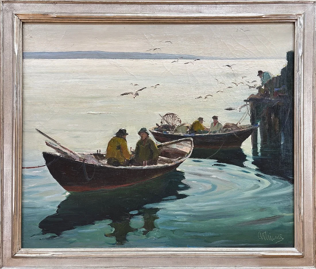   Lot 138 - Anthony Thieme (1888-1954)  Fishermen, Eastport, ME   oil on canvas, 30 x 36 in., signed l.r. good, estimate: $12,000–$16,000 