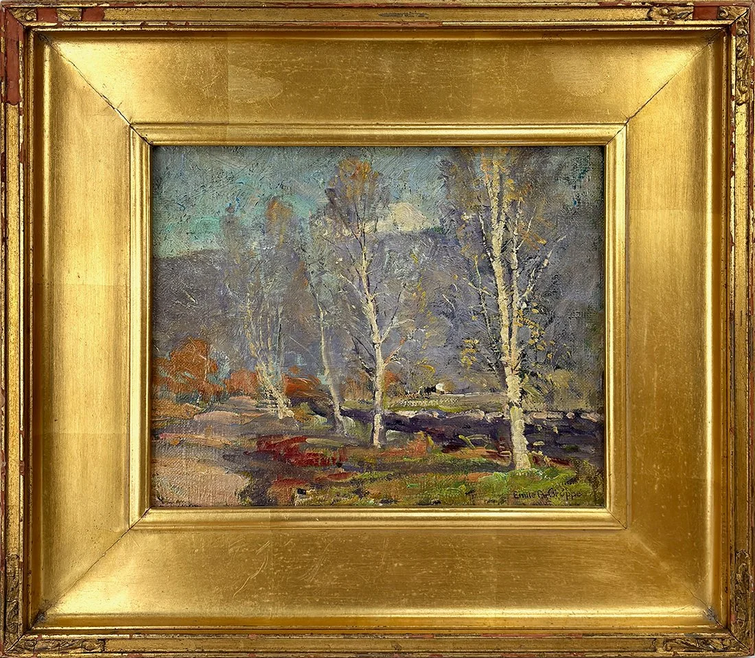   Lot 142 - Emile Gruppé (1896-1978)  Fall in Vermont   oil on canvas mnt. on board, 8.25 x 10.25 in., signed l.r. very good, estimate: $1,500–$2,500 
