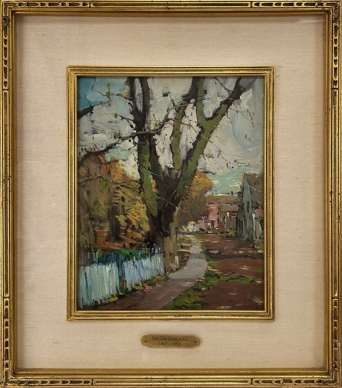   Lot 143 - Harry A. Vincent (1864-1931)  A Down East Village   oil on board, 10 x 8 in., signed l.l. very good, estimate: $7,500–$9,500 