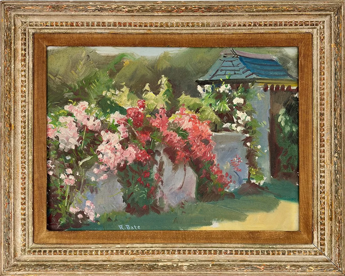   Lot 179 - Rutledge Bate (1891-1964)  Garden Wall   oil on canvas panel, 12 x 16 in., signed l.l. very good, estimate: $200–$300 