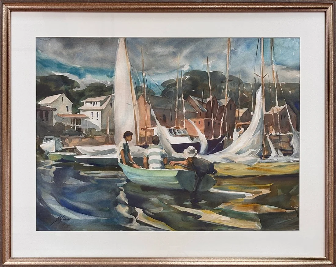   Lot 180 - Betty Lou Schlemm (1934-2021)  Sailing   watercolor, 21.75 x 29.5 in., signed l.l. very good, estimate: $400–$600 