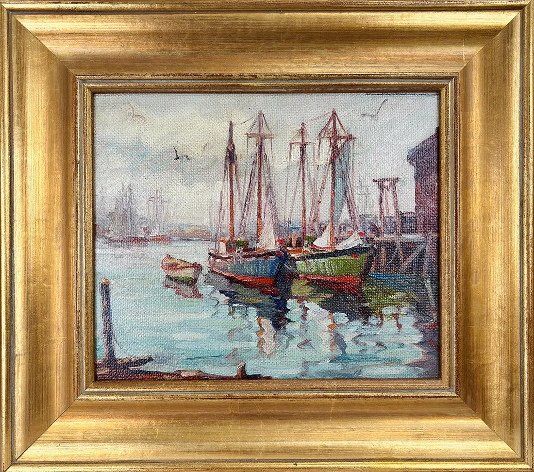   Lot 168 - A. N. Davis (1904-1999)  Low Tide, Gloucester   oil on board, 10 x 12 in., signed l.l. very good, estimate: $400–$700 
