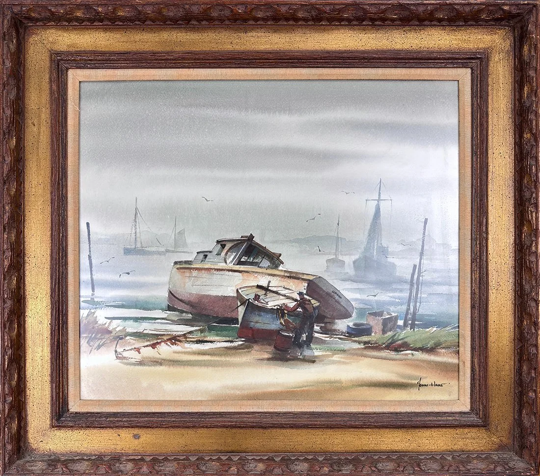   Lot 171 - John C. Hare (1908-1978)  In for Repairs   watercolor, 17.25 x 20.5 in., signed l.r. very good, estimate: $300–$600 