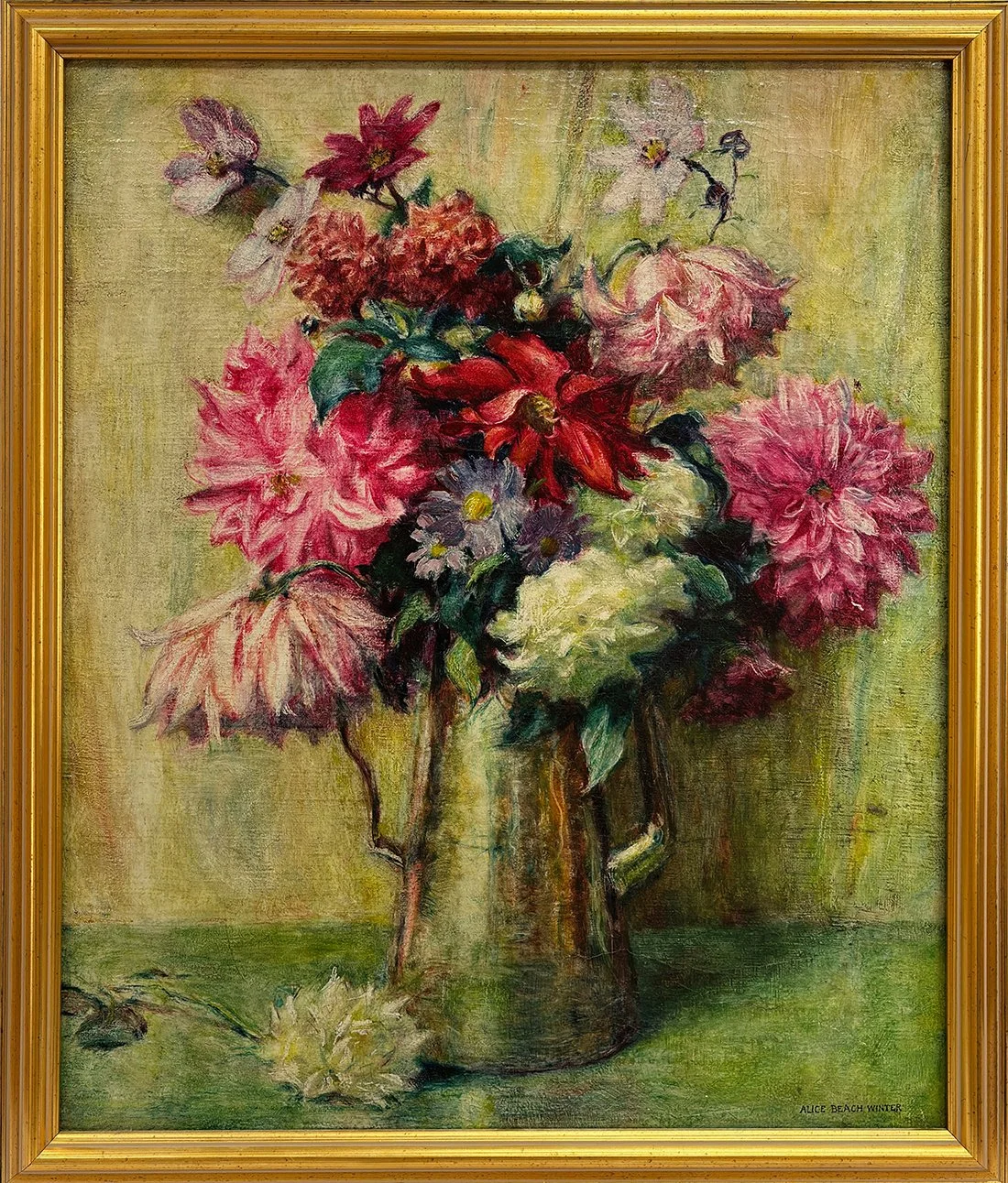   Lot 174 - Alice Beach Winter (1877–1970)  Floral Still Life   oil on canvas, 24 x 20 in., signed l.r. good, estimate: $700–$900 