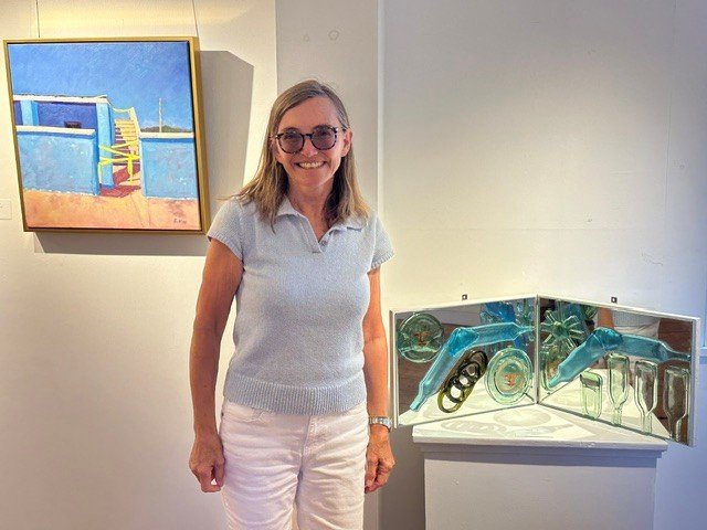  Marie Buckley, “After the Hurricane: Hopetown Post Office” (painting)  John Bassett, “Junksure 2” (sculpture) 